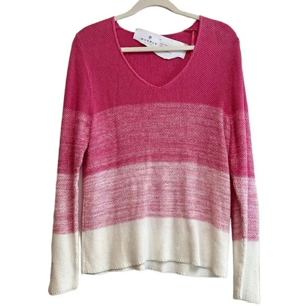 NWT Marble Ombre Color Block V-neck Sweater Small